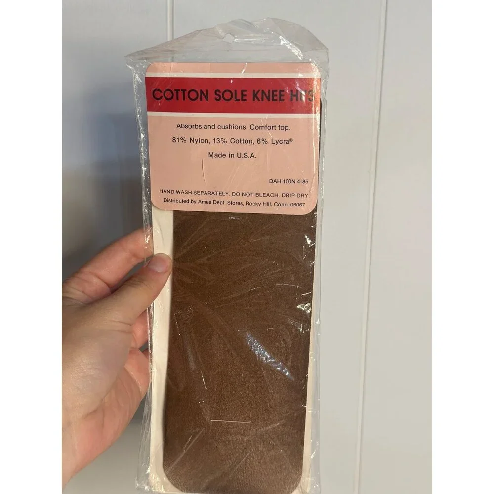 VTG 1980s Ames Cotton Sole Knee Highs - Beige, SZ 8½–11, NOS Hosiery Comfortable